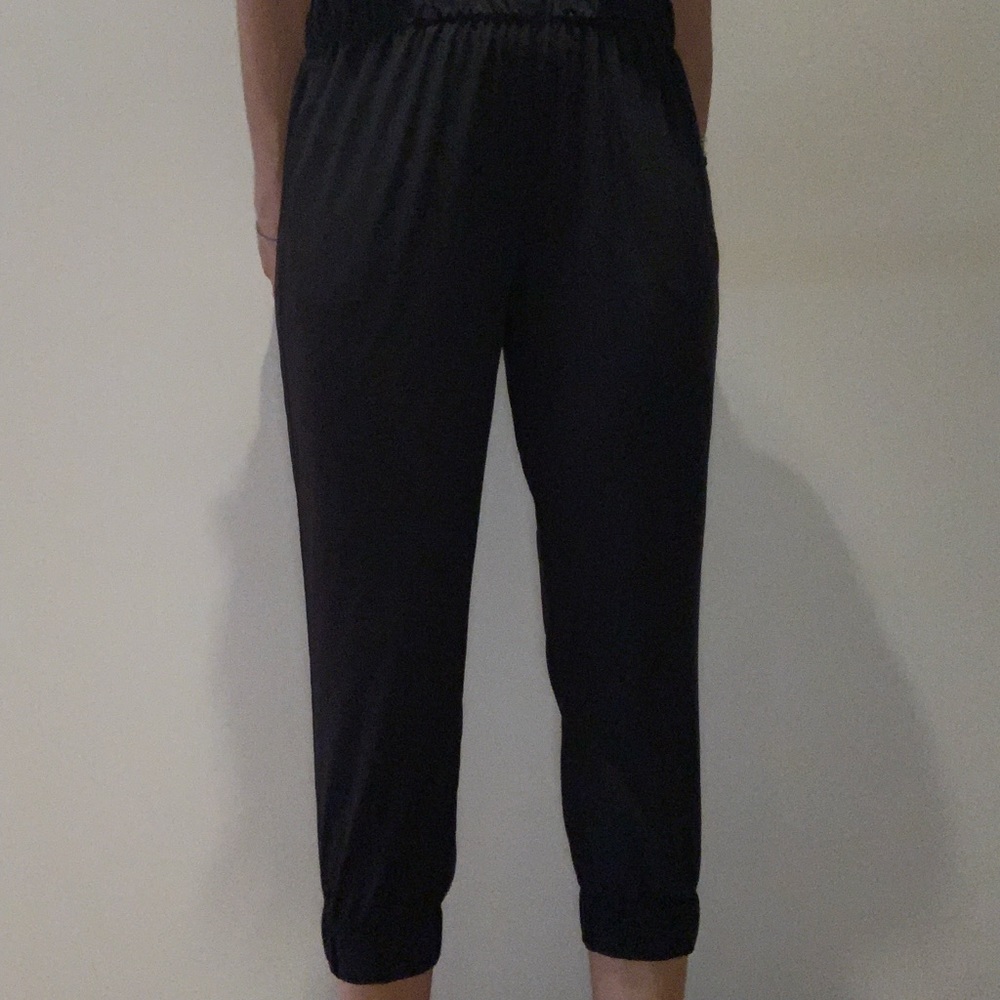 Cropped cinched black workout/lounge pants
